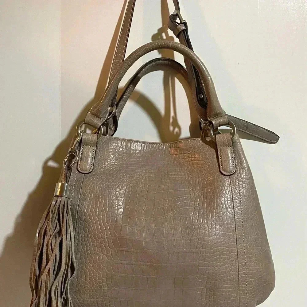 G.I.L.I. Grey leather satchel handbag - Picture 12 of 13